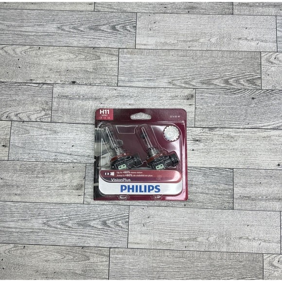 Philips VIsion Plus 60% H11 55W Two Bulbs Head Light Low Beam Replace Legal DOT - Picture 1 of 2